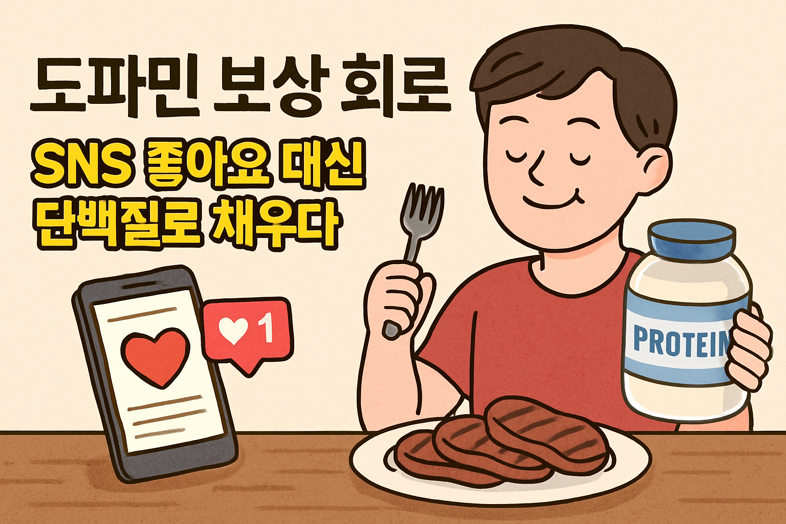 도파민 보상 회로, SNS 좋아요 대신 단백질로 채우다
