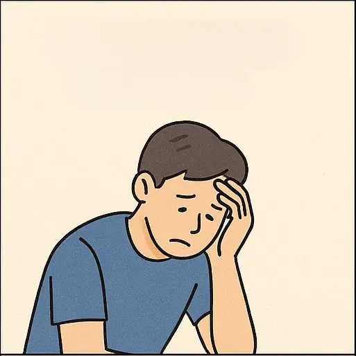 스트레스를 많이 받아 힘들어 보이는 남성의 일러스트.