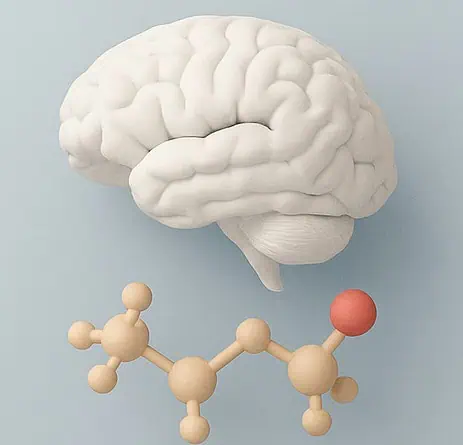 뇌와 호르몬 분자를 모형화한 이미지.