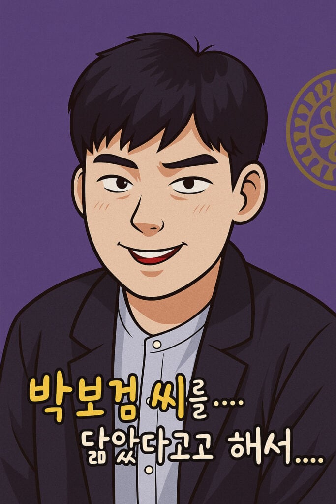 Min Seo-gong character, AI cut incident related image. 2D drawing resembling Park Bo-gum. 