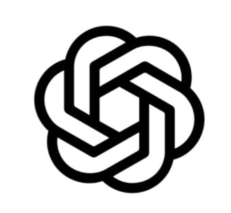 白い背景の上の黒いOpenAI公式ロゴ。