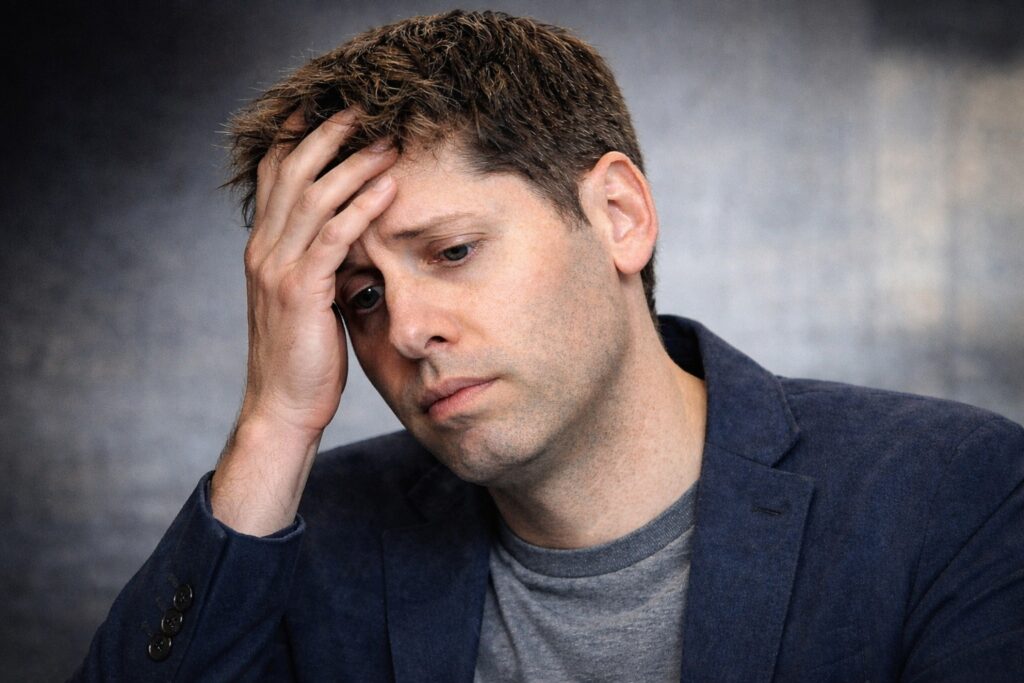 샘 알트먼이 우울하게 있는 이미지.